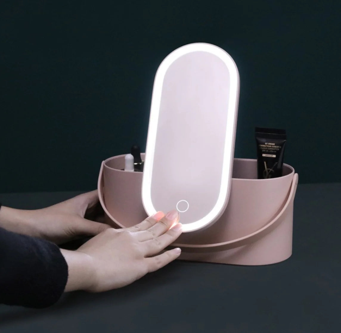 Portable LED Makeup Mirror Storage Box